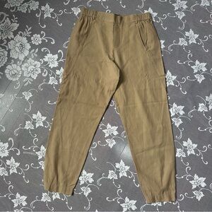 Vince Cotton Blend Tan Jogger Style Pull on Crop Pant Sz Small
